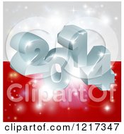 Clipart Of A 3d 2014 And Fireworks Over A Poland Flag Royalty Free Vector Illustration by AtStockIllustration