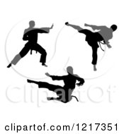 Black Silhouetted Karate And Martial Arts Men