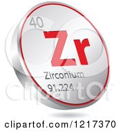 Poster, Art Print Of 3d Floating Round Red And Silver Zirconium Chemical Element Icon