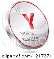 Poster, Art Print Of 3d Floating Round Red And Silver Yttrium Chemical Element Icon