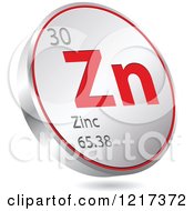 Poster, Art Print Of 3d Floating Round Red And Silver Zinc Chemical Element Icon