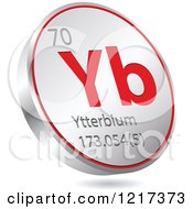 Poster, Art Print Of 3d Floating Round Red And Silver Ytterbium Chemical Element Icon