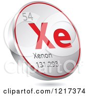 Poster, Art Print Of 3d Floating Round Red And Silver Xenon Chemical Element Icon