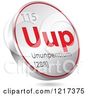 Clipart Of A 3d Floating Round Red And Silver Ununpentium Chemical Element Icon Royalty Free Vector Illustration