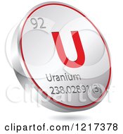 Poster, Art Print Of 3d Floating Round Red And Silver Uranium Chemical Element Icon