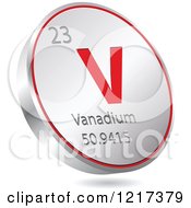Poster, Art Print Of 3d Floating Round Red And Silver Vanadium Chemical Element Icon