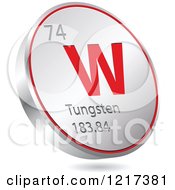 Poster, Art Print Of 3d Floating Round Red And Silver Tungsten Chemical Element Icon