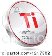 Poster, Art Print Of 3d Floating Round Red And Silver Titanium Chemical Element Icon