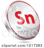 Poster, Art Print Of 3d Floating Round Red And Silver Tin Chemical Element Icon