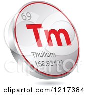Poster, Art Print Of 3d Floating Round Red And Silver Thulium Chemical Element Icon