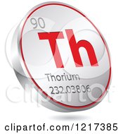 Poster, Art Print Of 3d Floating Round Red And Silver Thorium Chemical Element Icon
