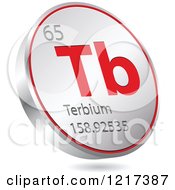 Poster, Art Print Of 3d Floating Round Red And Silver Terbium Chemical Element Icon
