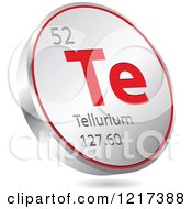 Poster, Art Print Of 3d Floating Round Red And Silver Tellurium Chemical Element Icon