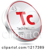 Poster, Art Print Of 3d Floating Round Red And Silver Technetium Chemical Element Icon