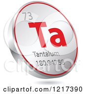 Poster, Art Print Of 3d Floating Round Red And Silver Tantalum Chemical Element Icon