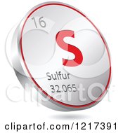 Poster, Art Print Of 3d Floating Round Red And Silver Sulfur Chemical Element Icon