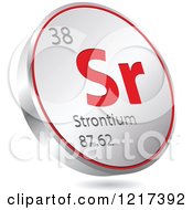 Poster, Art Print Of 3d Floating Round Red And Silver Strontium Chemical Element Icon