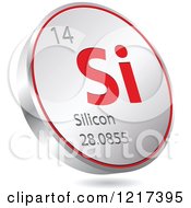 Poster, Art Print Of 3d Floating Round Red And Silver Silicon Chemical Element Icon