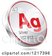Poster, Art Print Of 3d Floating Round Red And Silver Chemical Element Icon