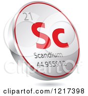 Poster, Art Print Of 3d Floating Round Red And Silver Scandium Chemical Element Icon