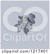 Clipart Of Woodcut Grapes And Leaves In Pastel Royalty Free Vector Illustration