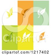 Clipart Of Colorful Leaves On Different Backgrounds Royalty Free Vector Illustration