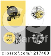 Clipart Of Ornate Baroque Save The Date Wedding Designs With Sample Dates Royalty Free Vector Illustration