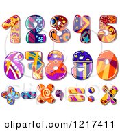 Colorful Funky Patterned Numbers And Math Symbols