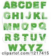 Poster, Art Print Of Green Grassy Capital Alphabet Letters