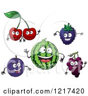 Poster, Art Print Of Cheery Plum Watermelon Blackberry And Grape Characters