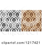 Poster, Art Print Of Black And White And Brown Seamless Vintage Damask Patterns 2