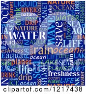 Poster, Art Print Of Seamless Word Collage Of Water Tag Words On Blue
