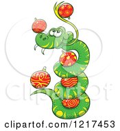 Poster, Art Print Of Happy Coiled Snake With Christmas Baubles