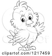 Clipart Of A Cute Outlined Baby Parrot Royalty Free Vector Illustration