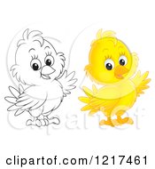 Clipart Of A Cute Airbrushed And Outlined Baby Parrot Royalty Free Illustration