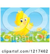 Clipart Of A Cute Airbrushed Baby Parrot In A Meadow Royalty Free Illustration