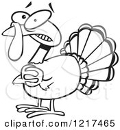 Poster, Art Print Of Outlined Scared Cartoon Turkey Bird Clasping His Hands