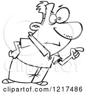 Clipart Of An Outlined Cartoon Man Pointing The Finger And Blaming Royalty Free Vector Illustration