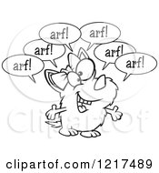 Poster, Art Print Of Outlined Cartoon Little Dog Barking