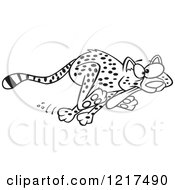 Poster, Art Print Of Outlined Cartoon Cheetah Running With Its Tongue Hanging Out