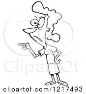 Clipart Of An Outlined Cartoon Woman Pointing The Finger And Blaming Royalty Free Vector Illustration
