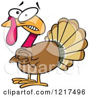 Poster, Art Print Of Scared Cartoon Turkey Bird Clasping His Hands