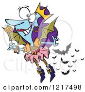 Poster, Art Print Of Cartoon Halloween Fairy With Bats