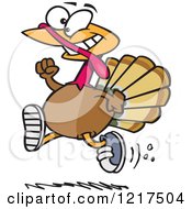 Poster, Art Print Of Cartoon Turkey Bird Running With Sneakers On