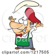 Clipart Of A Cartoon Pizza Chef Hand Tossing Dough Royalty Free Vector Illustration