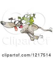 Poster, Art Print Of Cartoon Frog Riding On A Running Dog