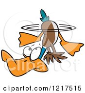 Clipart Of A Cartoon Fraidy Mallard Duck Underwater Royalty Free Vector Illustration by toonaday