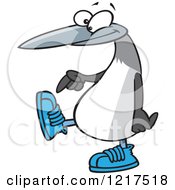 Poster, Art Print Of Cartoon Blue Footed Booby Bird Pointing To Its Sneakers