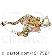 Poster, Art Print Of Cartoon Cheetah Running With Its Tongue Hanging Out
