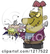 Clipart Of A Cartoon Frankenstein Holding A Bad Sandwich Royalty Free Vector Illustration